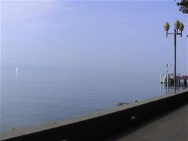 Lake Geneva as seen from Place du Vieux-Port, Lausanne, 2.3 miles from the hostel